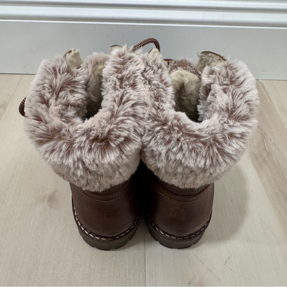 Avellini Leather Brown Lace Up Boots Winter Faux Fur Lined 41 US 10 - Picture 3 of 15